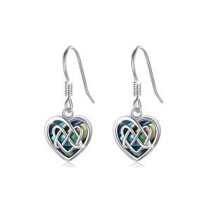 Sterling Silver Abalone Shell Rhodium Plated Celtic Earrings-0