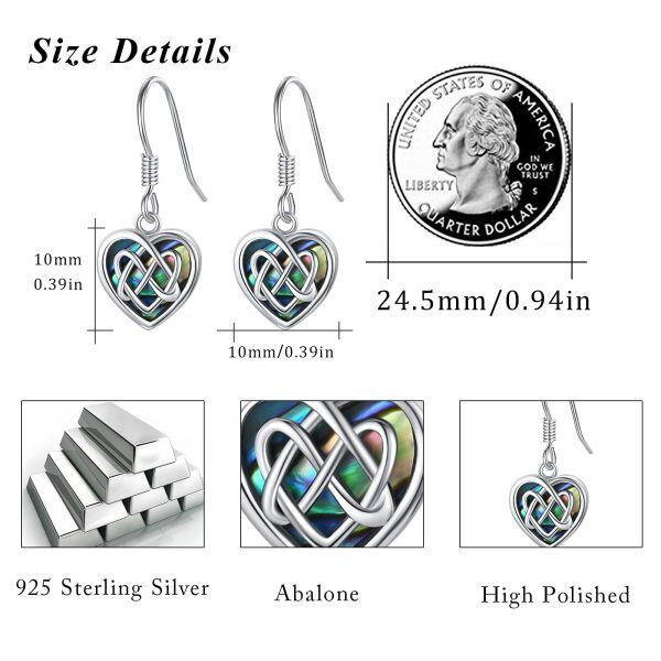 Sterling Silver Abalone Shell Rhodium Plated Celtic Earrings-2