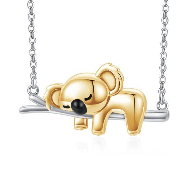 Sterling Silver Rhodium And Gold Plated Koala Necklace-0