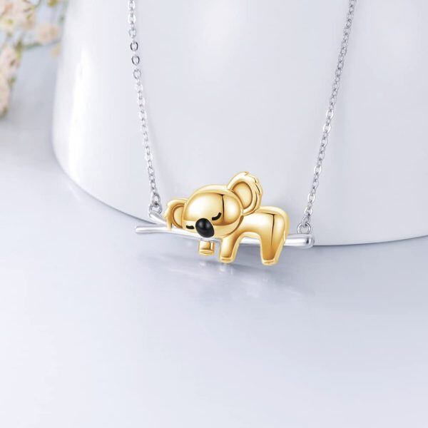 Sterling Silver Rhodium And Gold Plated Koala Necklace-2