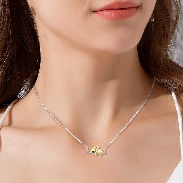 Sterling Silver Rhodium And Gold Plated Koala Necklace-3