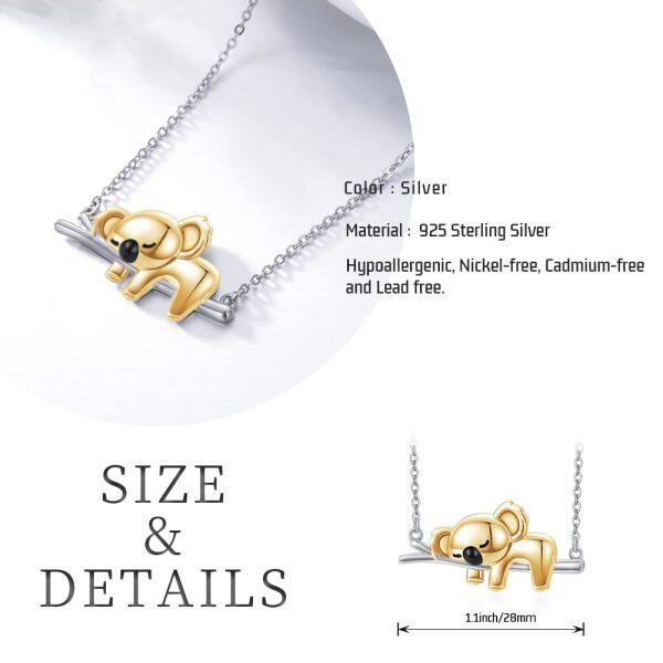 Sterling Silver Rhodium And Gold Plated Koala Necklace-5