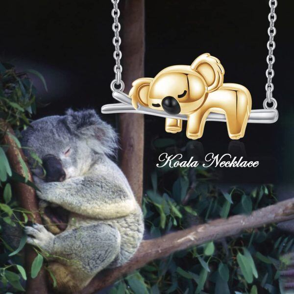 Sterling Silver Rhodium And Gold Plated Koala Necklace-6