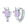 wholesale 925 Sterling Silver Metal Opal Hypoallergenic Unicorn Hoop Earrings for Sensitive Ears-0-0