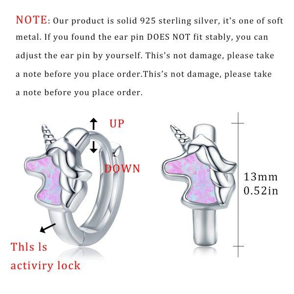 Sterling Silver Opal Rhodium Plated Unicorn Earrings-1