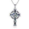 wholesale 925 Sterling Silver Abalone Shell Inlay Celtic Knot Cross Pendant Necklace for Women Girls  45cm Chain Length-0-0