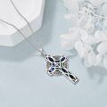 wholesale 925 Sterling Silver Abalone Shell Inlay Celtic Knot Cross Pendant Necklace for Women Girls  45cm Chain Length-0-2