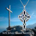 wholesale 925 Sterling Silver Abalone Shell Inlay Celtic Knot Cross Pendant Necklace for Women Girls  45cm Chain Length-0-5