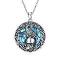 wholesale 925 Sterling Silver Skull & Raven Pendant Necklaces with Abalone Shell Inlay for Women's s-0-0