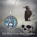 wholesale 925 Sterling Silver Skull & Raven Pendant Necklaces with Abalone Shell Inlay for Women's s-0-6