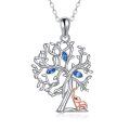 wholesale 925 Sterling Silver Blue CZ Tree of Life Elephant Family Pendant Necklace for Women-0-0