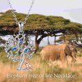 wholesale 925 Sterling Silver Blue CZ Tree of Life Elephant Family Pendant Necklace for Women-0-5