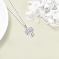 wholesale 925 Sterling Silver Pink Heart Metal Crystal Angel Pendant Necklace for Girl's Baptism Gift-0-4