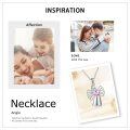 wholesale 925 Sterling Silver Pink Heart Metal Crystal Angel Pendant Necklace for Girl's Baptism Gift-0-5