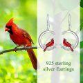 wholesale 925 Sterling Silver Red Cardinal Bird Dangle Earrings with Stars and Moon Design-0-1