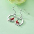 wholesale 925 Sterling Silver Red Cardinal Bird Dangle Earrings with Stars and Moon Design-0-3