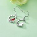 wholesale 925 Sterling Silver Red Cardinal Bird Dangle Earrings with Stars and Moon Design-0-4