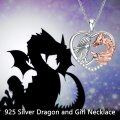 wholesale 925 Sterling Silver Heart Angel & Rose Gold Dragon Pendant Necklace for Girls Women Teens s-0-5