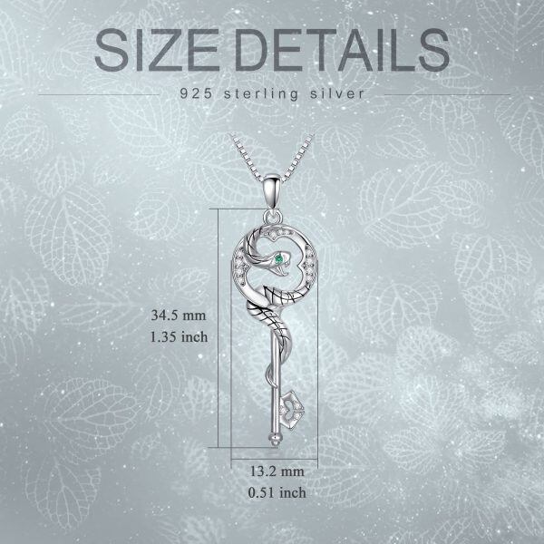 Sterling Silver Zircon Rhodium Plated Snake Necklace-3