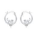wholesale 925 Sterling Silver Metal Cubic Zirconia Heart-Shaped Cat Stud Earrings for Women and Girls-0-0