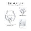 wholesale 925 Sterling Silver Metal Cubic Zirconia Heart-Shaped Cat Stud Earrings for Women and Girls-0-5