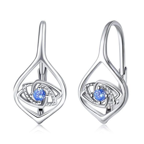 Sterling Silver Zircon Rhodium Plated Evil Eye Earrings-0