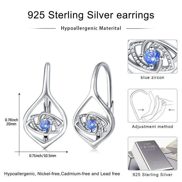 Sterling Silver Zircon Rhodium Plated Evil Eye Earrings-1