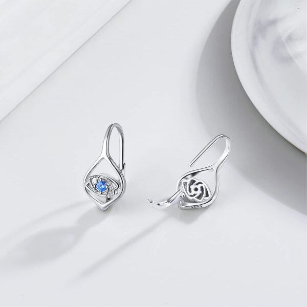 Sterling Silver Zircon Rhodium Plated Evil Eye Earrings-2