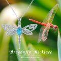 wholesale 925 Sterling Silver Turquoise Dragonfly Necklace Celtic Jewelry for Women Girls-0-3