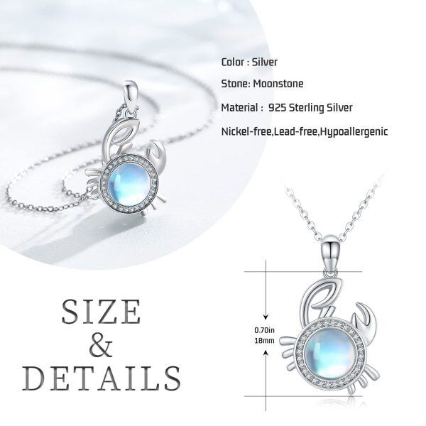 Sterling Silver Moonstone Rhodium Plated Crab Necklace-2