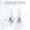 wholesale 925 Sterling Silver Moon & Flower Drop Earrings with Blue Enamel Butterfly Design - Gifts for Her-0-3