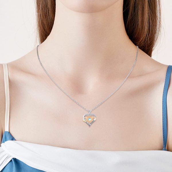 Sterling Silver Moonstone Rhodium And Gold Plated Sunflower Necklace-1