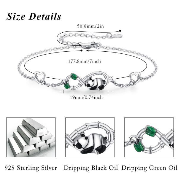 Sterling Silver Rhodium Plated Panda Charm Bracelet-4