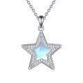 wholesale 925 Sterling Silver Moonstone Star Necklace with Celtic Knot Design for Women and Men-0-0