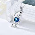 wholesale 925 Sterling Silver Dolphins with Blue Heart Pendant Necklaces for Women Sea Life s-0-2