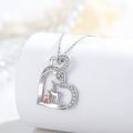 wholesale 925 Sterling Silver Heart-Shaped Pendant with Deer and Cub Necklaces for Mom Kids & Women - Mothers' Day Gifts-0-2