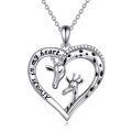 wholesale 925 Sterling Silver Giraffe Heart Pendant Necklace for Women Wife Mom Gift-0-0