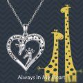 wholesale 925 Sterling Silver Giraffe Heart Pendant Necklace for Women Wife Mom Gift-0-5