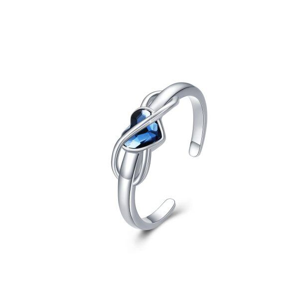 Sterling Silver Crystal Rhodium Plated Infinity Rings-0