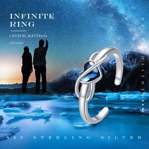 Sterling Silver Crystal Rhodium Plated Infinity Rings-5