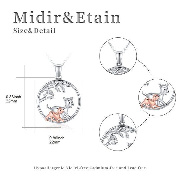 Sterling Silver Rhodium And Rose Gold Plated Dog Necklace-1