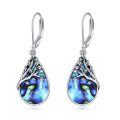 wholesale 925 Sterling Silver Blue Abalone Shell Raven Tree Of Life Dangle Earrings Norse Mythology Gothic Talisman Jewelry-0-0