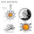 wholesale 925 Sterling Silver Orange Opal Flower Pendant Necklace for Women - You Are My Sunshine -0-4