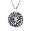 wholesale 925 Sterling Silver Celtic Knot Moonstone Wolf Pendant Necklace 18 for Men & Women-0-0