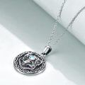 wholesale 925 Sterling Silver Celtic Knot Moonstone Wolf Pendant Necklace 18 for Men & Women-0-1