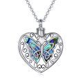 wholesale 925 Sterling Silver Heart-Shaped Butterfly Memorial Keepsake Pendant with Chain for Ashes or Hair - 18 + Extender-0-0