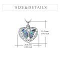 wholesale 925 Sterling Silver Heart-Shaped Butterfly Memorial Keepsake Pendant with Chain for Ashes or Hair - 18 + Extender-0-2