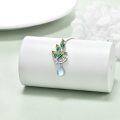 wholesale 925 Sterling Silver Green Leaf & Opal Teardrop Pendant Necklace - Nature Lovers' Gift for Women and Girls-0-2