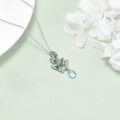 wholesale 925 Sterling Silver Green Leaf & Opal Teardrop Pendant Necklace - Nature Lovers' Gift for Women and Girls-0-3