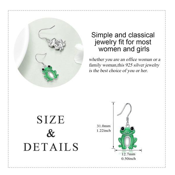 Sterling Silver Rhodium Plated Frog Earrings-4